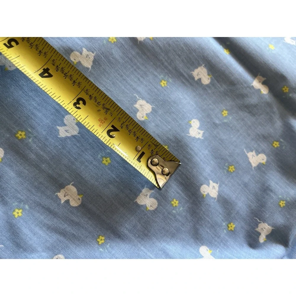Vintage Fabric Blue Duck Floral Flower Duck Duckling Baby 1980s Wesco Reltex 1yd